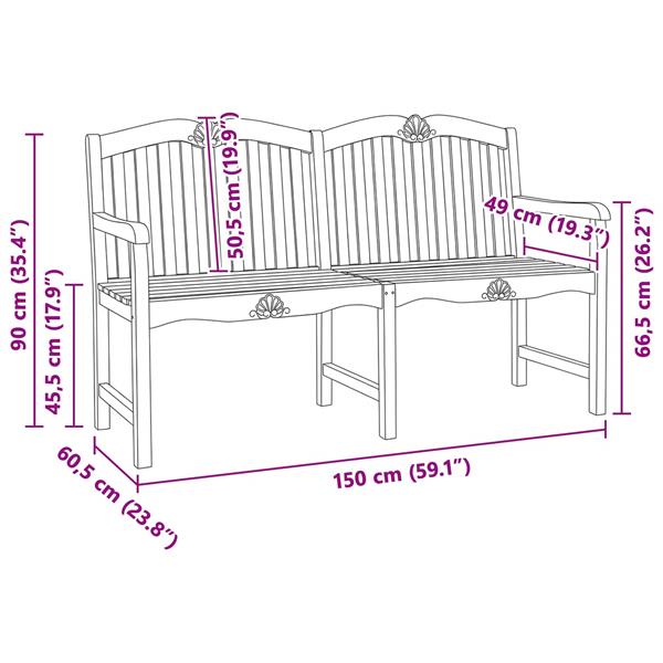 Grote foto vidaxl handgemaakte rozenbank naturel 150 x 60 5 x 95 cm tuin en terras tuinmeubelen