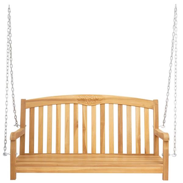 Grote foto vidaxl schommelbank naturel 114 x 61 x 61 5 cm massief teakhout tuin en terras tuinmeubelen