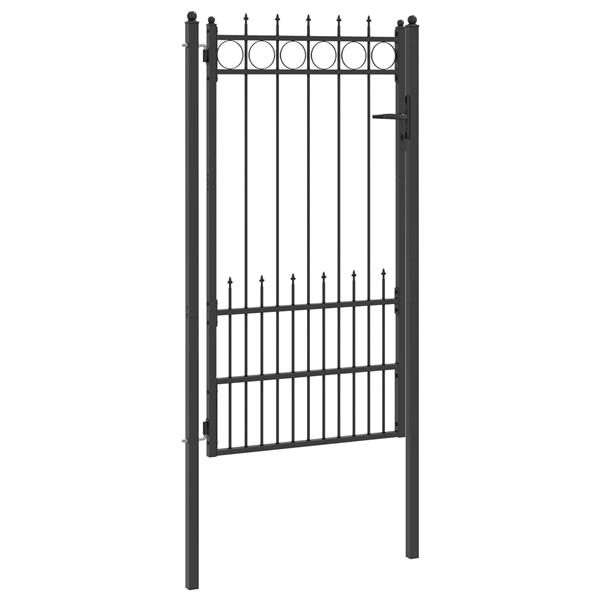 Grote foto vidaxl hekpoort horst staal zwart vergrendelbaar tuin en terras hekken en schuttingen