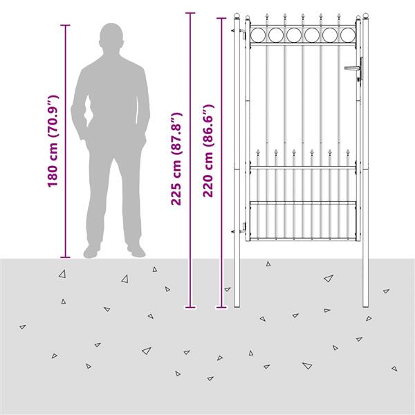 Grote foto vidaxl hekpoort horst staal zwart vergrendelbaar tuin en terras hekken en schuttingen