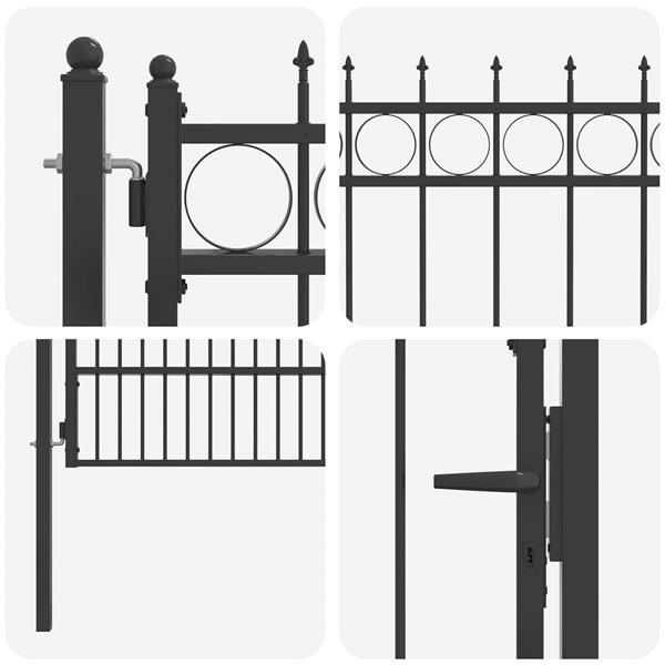 Grote foto vidaxl hekpoort horst staal zwart vergrendelbaar tuin en terras hekken en schuttingen