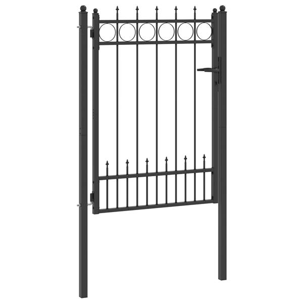 Grote foto vidaxl hekpoort horst staal zwart vergrendelbaar tuin en terras hekken en schuttingen