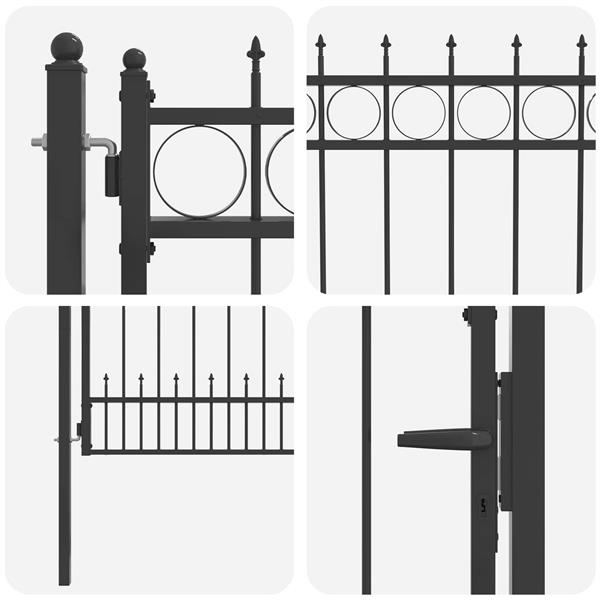 Grote foto vidaxl hekpoort horst staal zwart vergrendelbaar tuin en terras hekken en schuttingen