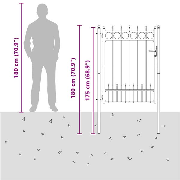 Grote foto vidaxl hekpoort horst staal zwart vergrendelbaar tuin en terras hekken en schuttingen