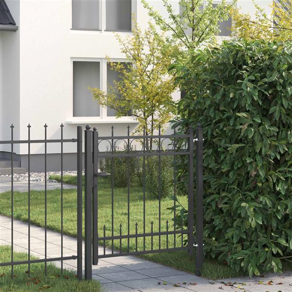 Grote foto vidaxl hekpoort horst staal zwart vergrendelbaar tuin en terras hekken en schuttingen