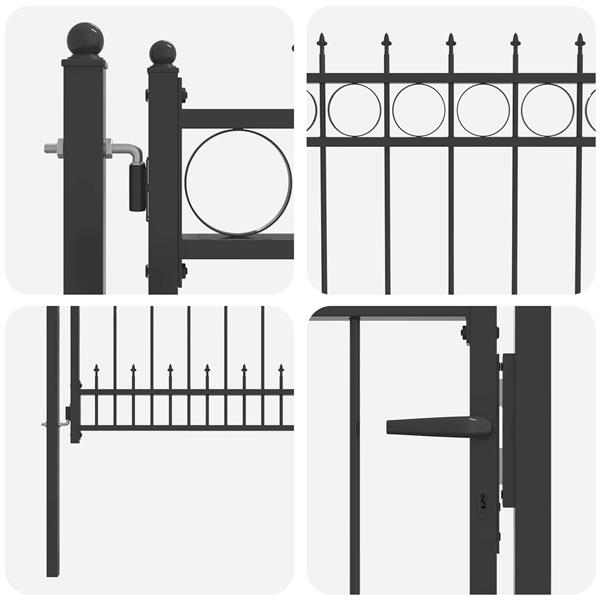 Grote foto vidaxl hekpoort horst staal zwart vergrendelbaar tuin en terras hekken en schuttingen