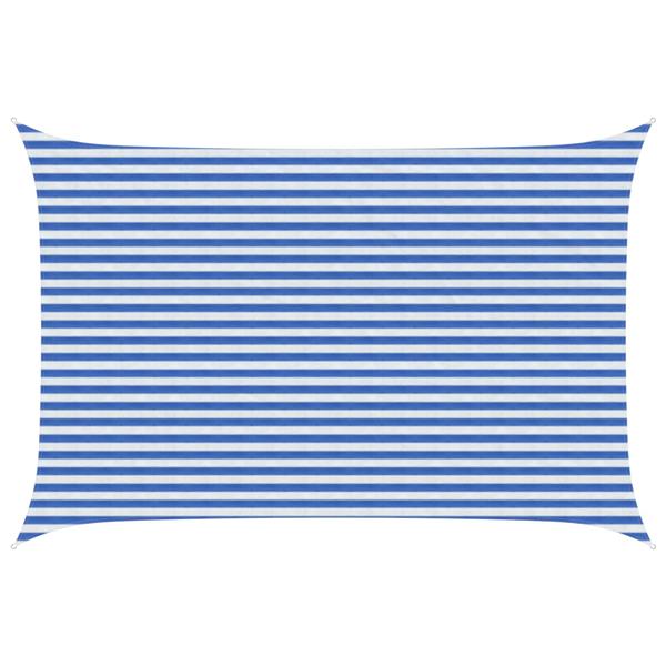Grote foto vidaxl zonneschaduwzeil blauw en wit 3 x 4 5 m hdpe tuin en terras overige tuin en terras