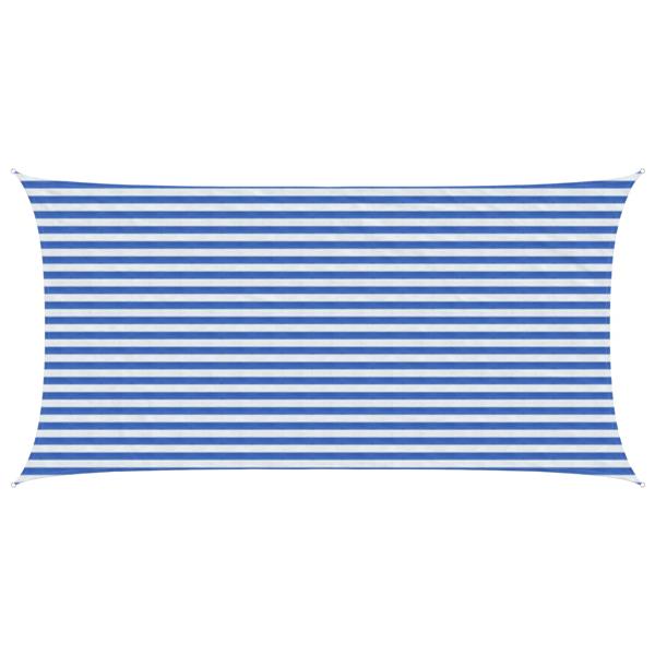 Grote foto vidaxl zonneschaduwzeil blauw en wit 2 5 x 5 m hdpe tuin en terras overige tuin en terras