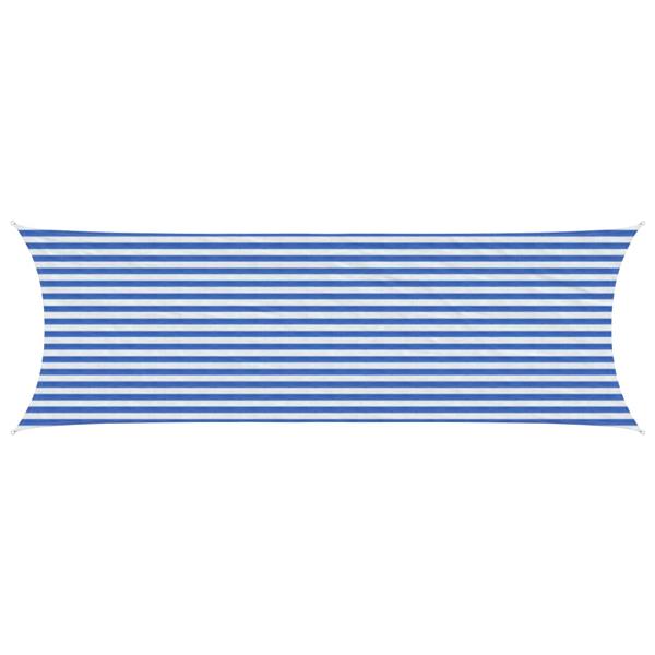 Grote foto vidaxl zonneschaduwzeil blauw en wit 2 x 6 m hdpe tuin en terras overige tuin en terras