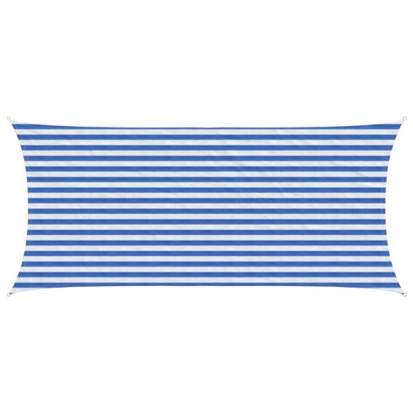 Grote foto vidaxl zonneschaduwzeil blauw en wit 2 x 4 5 m hdpe tuin en terras overige tuin en terras
