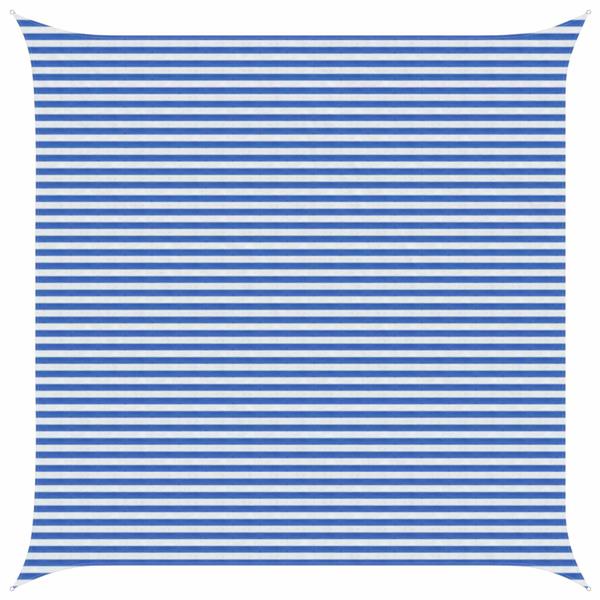 Grote foto vidaxl zonneschaduwzeil blauw en wit 5 x 5 m hdpe tuin en terras overige tuin en terras