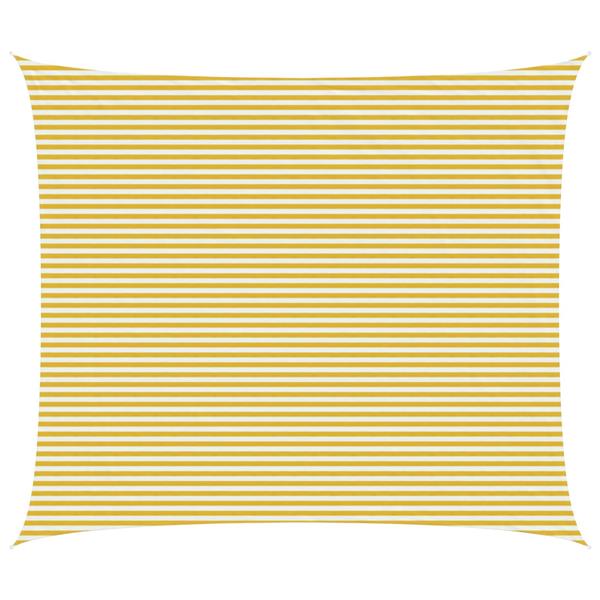 Grote foto vidaxl zonneschaduwzeil geel en wit 6 x 7 m hdpe tuin en terras overige tuin en terras