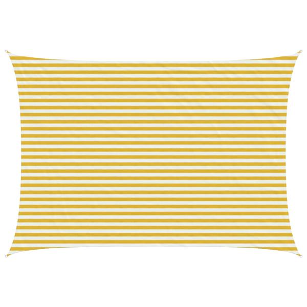 Grote foto vidaxl zonneschaduwzeil geel en wit 3 x 6 m hdpe tuin en terras overige tuin en terras