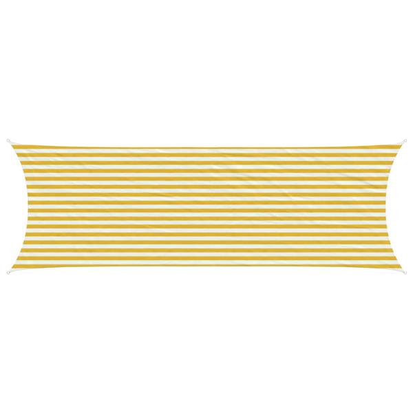 Grote foto vidaxl zonneschaduwzeil geel en wit 2 x 6 m hdpe tuin en terras overige tuin en terras