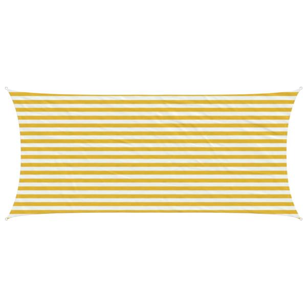 Grote foto vidaxl zonneschaduwzeil geel en wit 2 x 4 5 m hdpe tuin en terras overige tuin en terras