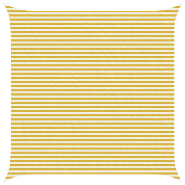 Grote foto vidaxl zonneschaduwzeil geel en wit 5 x 5 m hdpe tuin en terras overige tuin en terras