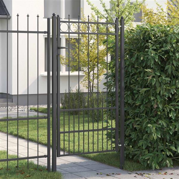 Grote foto vidaxl hekpoort horst staal zwart vergrendelbaar tuin en terras hekken en schuttingen