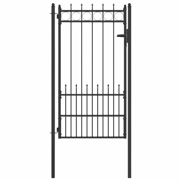 Grote foto vidaxl hekpoort horst staal zwart vergrendelbaar tuin en terras hekken en schuttingen