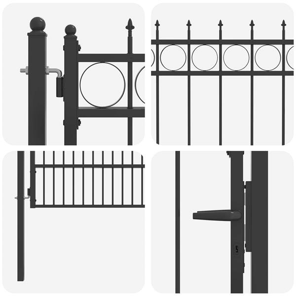 Grote foto vidaxl hekpoort horst staal zwart vergrendelbaar tuin en terras hekken en schuttingen