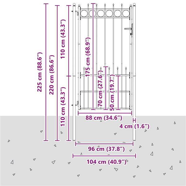Grote foto vidaxl hekpoort horst staal zwart vergrendelbaar tuin en terras hekken en schuttingen