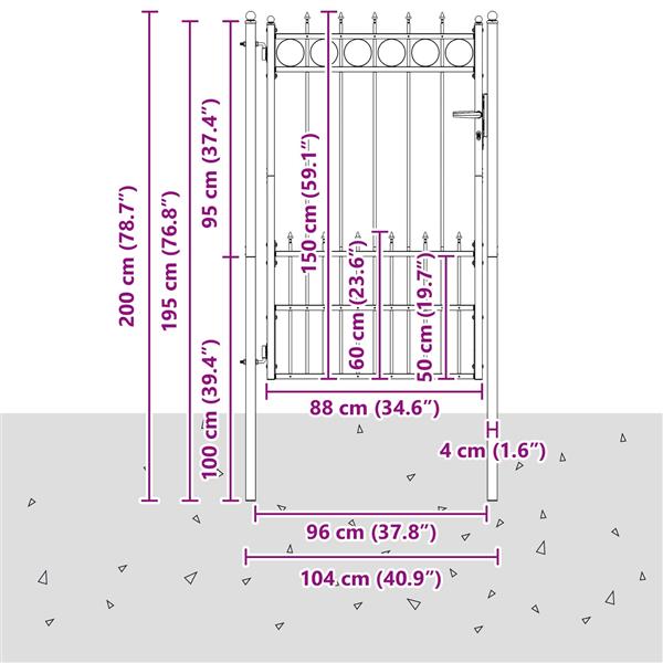 Grote foto vidaxl hekpoort horst staal zwart vergrendelbaar tuin en terras hekken en schuttingen