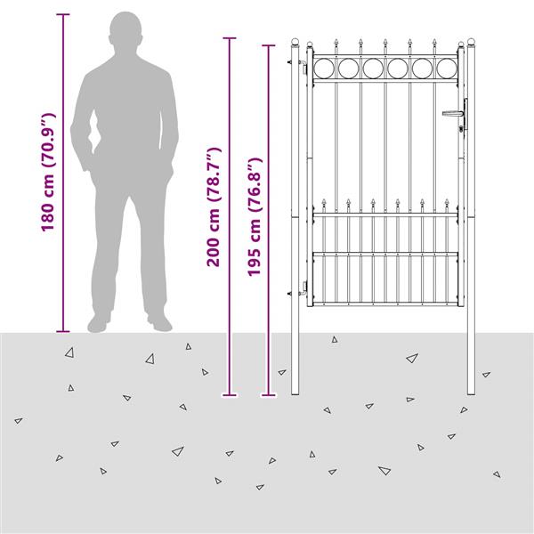 Grote foto vidaxl hekpoort horst staal zwart vergrendelbaar tuin en terras hekken en schuttingen