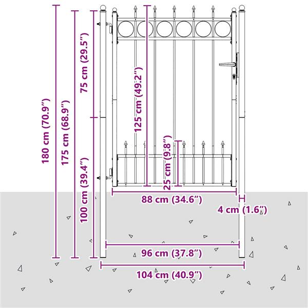 Grote foto vidaxl hekpoort horst staal zwart vergrendelbaar tuin en terras hekken en schuttingen