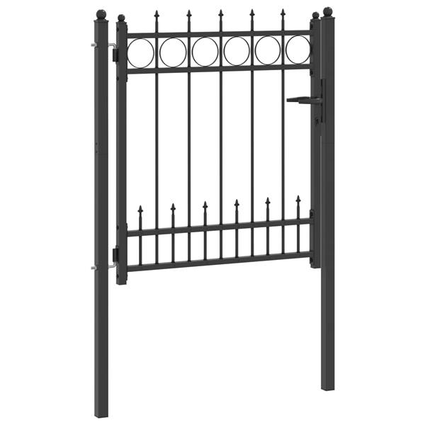 Grote foto vidaxl hekpoort horst staal zwart vergrendelbaar tuin en terras hekken en schuttingen