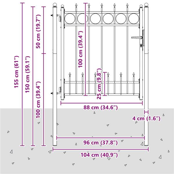 Grote foto vidaxl hekpoort horst staal zwart vergrendelbaar tuin en terras hekken en schuttingen