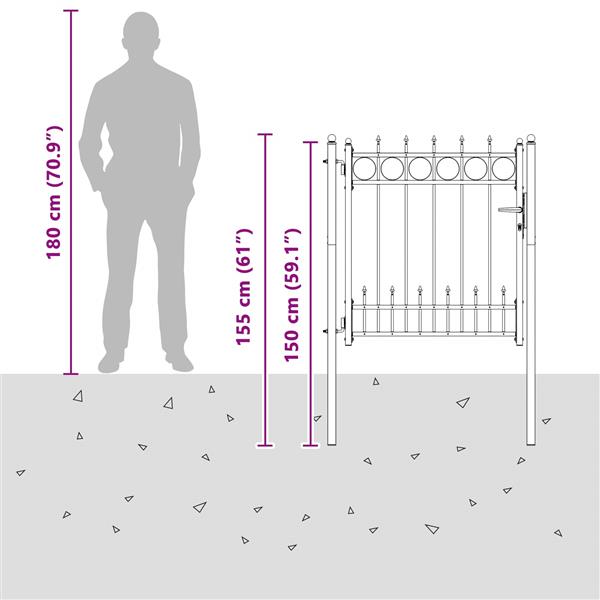 Grote foto vidaxl hekpoort horst staal zwart vergrendelbaar tuin en terras hekken en schuttingen