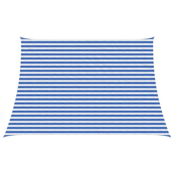 Grote foto vidaxl zonneschaduwzeil blauw en wit 3 4 x 3 m hdpe tuin en terras overige tuin en terras