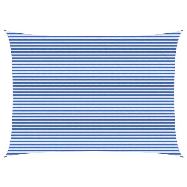 Grote foto vidaxl zonneschaduwzeil blauw en wit 5 x 8 m hdpe tuin en terras overige tuin en terras