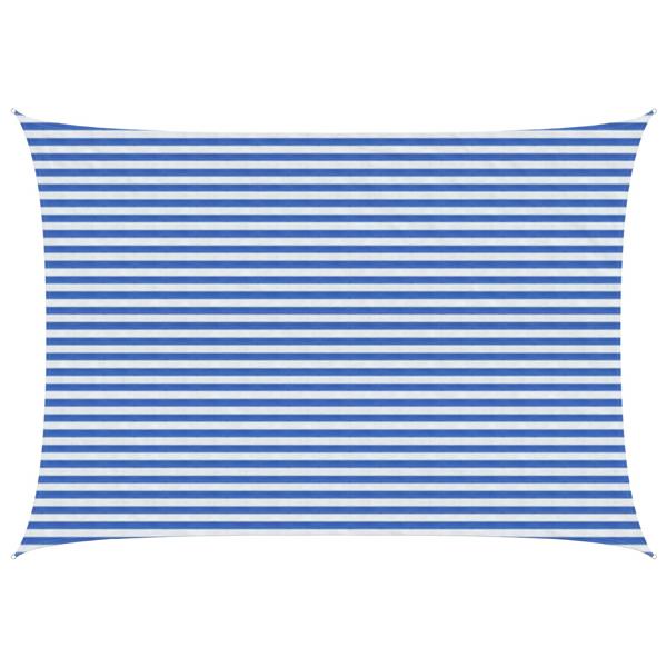 Grote foto vidaxl zonneschaduwzeil blauw en wit 3 5 x 4 5 m hdpe tuin en terras overige tuin en terras