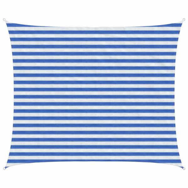 Grote foto vidaxl zonneschaduwzeil blauw en wit 2 5 x 3 5 m hdpe tuin en terras overige tuin en terras