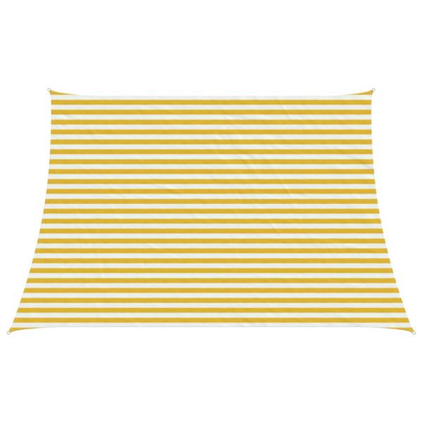 Grote foto vidaxl zonneschaduwzeil geel en wit 4 5 x 3 m hdpe tuin en terras overige tuin en terras