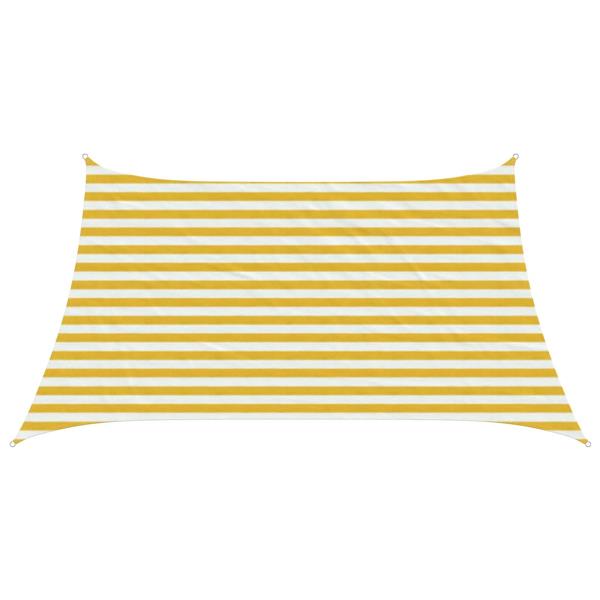 Grote foto vidaxl zonneschaduwzeil geel en wit 3 4 x 2 m hdpe tuin en terras overige tuin en terras