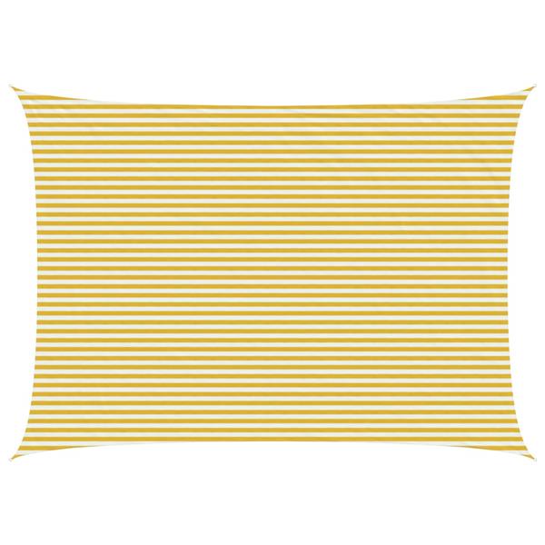 Grote foto vidaxl zonneschaduwzeil geel en wit 5 x 7 m hdpe tuin en terras overige tuin en terras