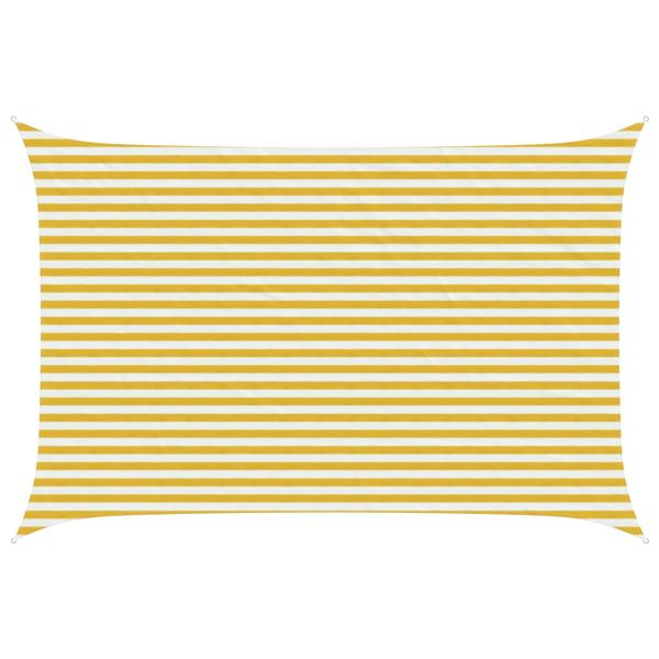 Grote foto vidaxl zonneschaduwzeil geel en wit 3 x 4 m hdpe tuin en terras overige tuin en terras