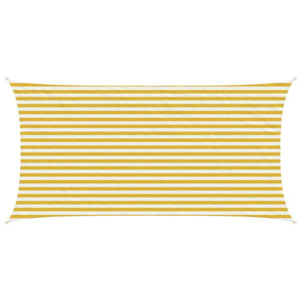 Grote foto vidaxl zonneschaduwzeil geel en wit 2 5 x 6 m hdpe tuin en terras overige tuin en terras