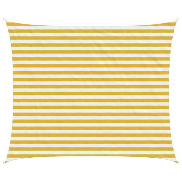 Grote foto vidaxl zonneschaduwzeil geel en wit 2 5 x 4 m hdpe tuin en terras overige tuin en terras