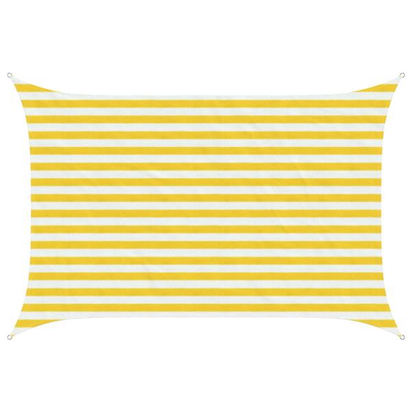 Grote foto vidaxl zonneschaduwzeil geel en wit 2 x 3 5 m hdpe tuin en terras overige tuin en terras