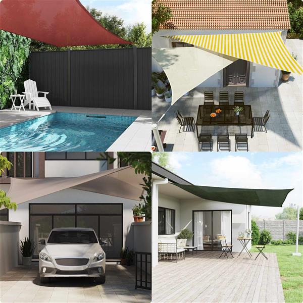 Grote foto vidaxl zonneschaduwzeil geel en wit 2 x 3 m hdpe tuin en terras overige tuin en terras