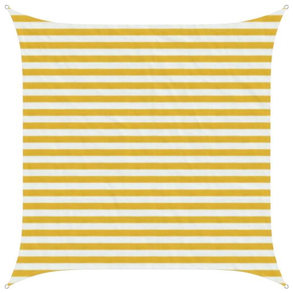 Grote foto vidaxl zonneschaduwzeil geel en wit 2 5 x 2 5 m hdpe tuin en terras overige tuin en terras