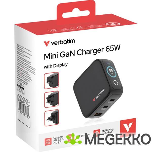 Grote foto verbatim mini gan charger 65w with display computers en software overige