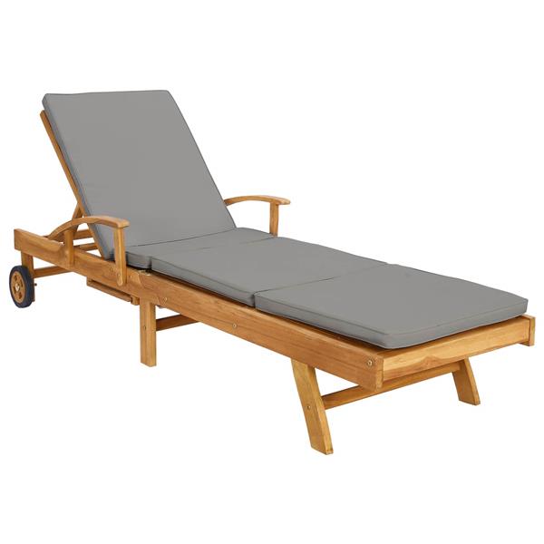 Grote foto vidaxl ligstoel 100 polyester massief teak tuin en terras tuinmeubelen