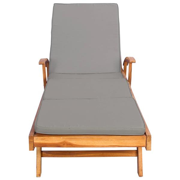 Grote foto vidaxl ligstoel 100 polyester massief teak tuin en terras tuinmeubelen