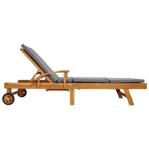 Grote foto vidaxl ligstoel 100 polyester massief teak tuin en terras tuinmeubelen