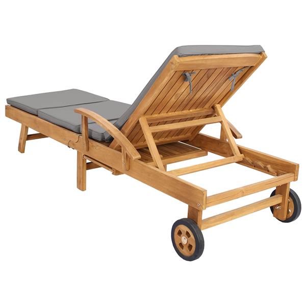 Grote foto vidaxl ligstoel 100 polyester massief teak tuin en terras tuinmeubelen