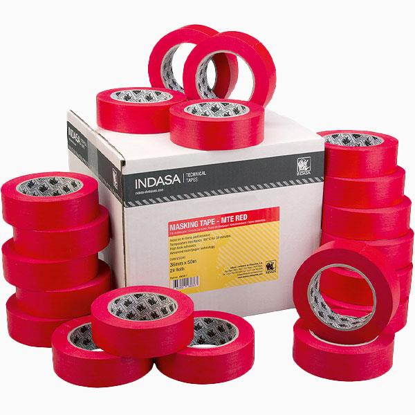 Grote foto indasa mte red afplaktape masking tape plakband 100 c hi temp assured performance masking tape 75000 doe het zelf en verbouw materialen en producten