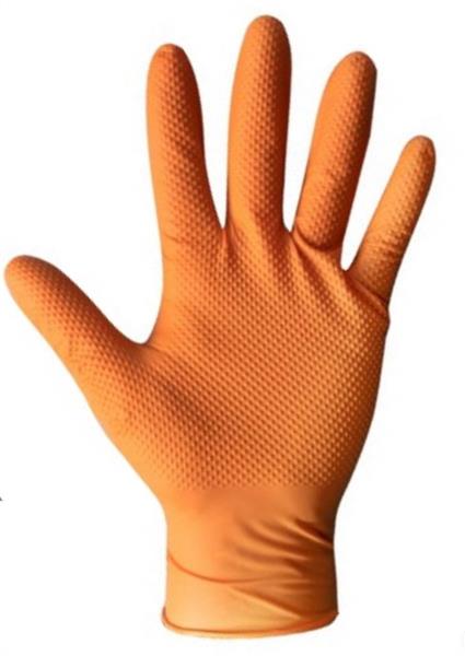 Grote foto chemsplash pumagrip 4070 oranje ongepoederde disposable nitrile handschoenen met nopjes voor extra g doe het zelf en verbouw materialen en producten